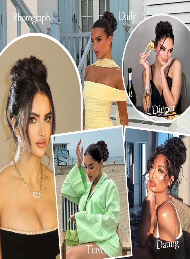 FREEMEIGE شعر فريميج الطبيعي 100%، كعكة شعر فوضوية للنساء، مشبك شعر، كعكة شعر فوضوية، وصلات شعر مموجة ومجعدة، كعكة شعر مرفوعة فوضوية - Image 5